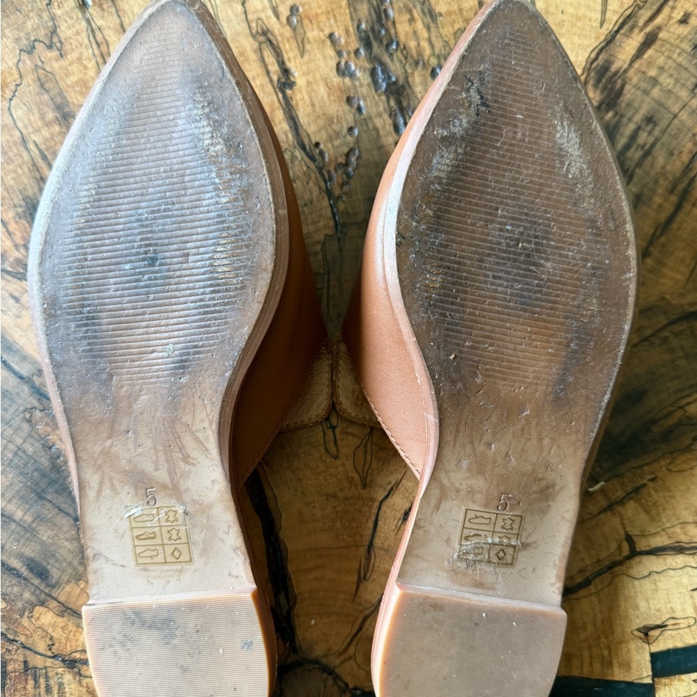 Madewell Cognac Leather Mules Slides - Picture 5 of 6